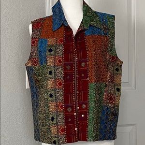 Chico’s vest/jacket, stained glass look, studs & sequins, sz 2
